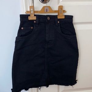 Black denim skirt